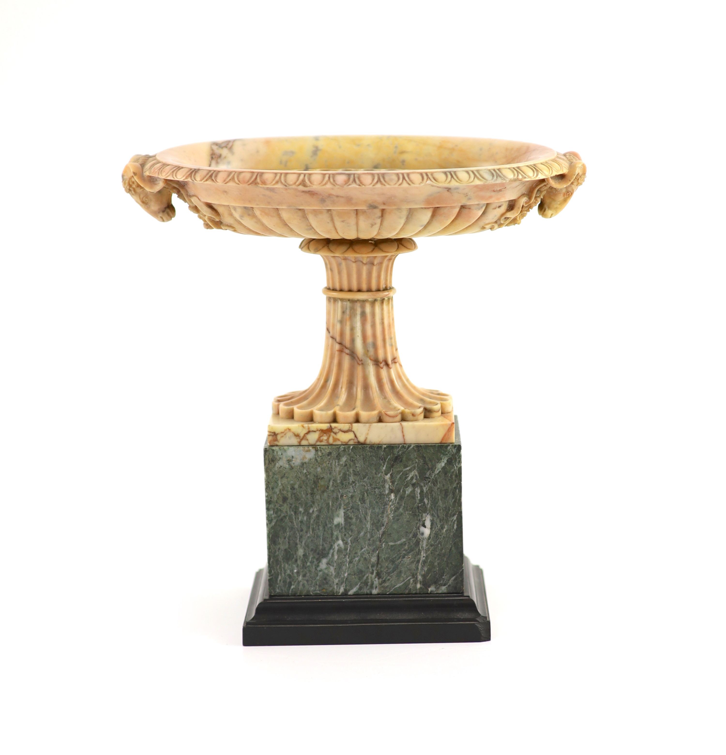 An early 19th century Grand Tour souvenir sienna marble urn H 27.5cm. W 26.5cm. D 17cm.